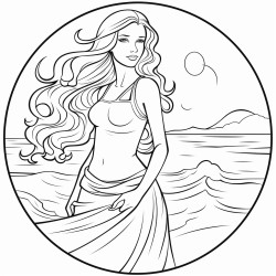 lady with long hair on the beach