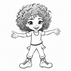 wild curly hair girl in dance class