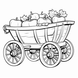 a wagon with pumkins on it