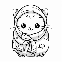cute cat wrapped in blanket  keep the design simple and easy to color with minimal intricate details