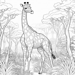 a giraffe in the forest