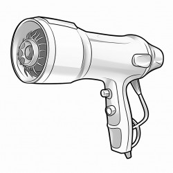 create a detailed single image of a hair dryer for a childrens coloring book