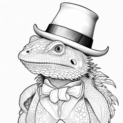 a bearded dragon wearing a tophat