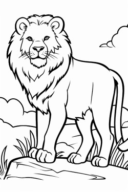 a lion in the savana