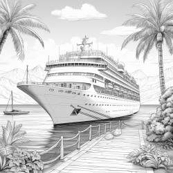cruise ship docked at island
