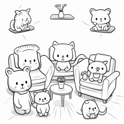 cute animals in the living room