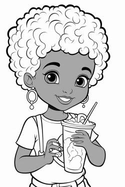 a cute black girl drinking boba