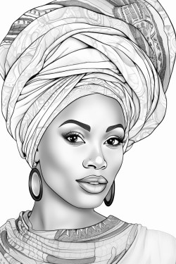 a woman with african headwear no shading used