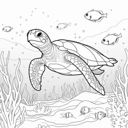 sea turtle under the sea