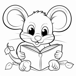 une souris lit un livre
