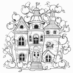 big apple house with windows whimsical theme
