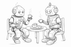 a tea party with robots