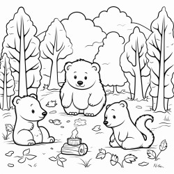 autum wood land bears