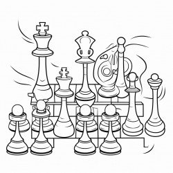 hidden picture puzzle with chess pieces to find pawns and color them in