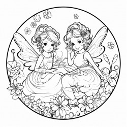 fairies playing next to the flowers