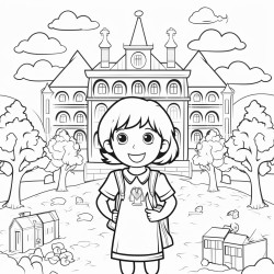 ai coloring sheets of an elementary school