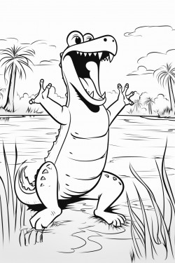 an alligator dancing in a swamp