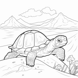 tortue de mer devant le volcan runion
