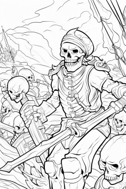 skeletons battling pirates