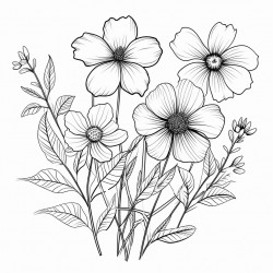 simple wildflower drawing with bold and black lines