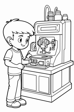 a machinist standing at a cnc machine inputting a program