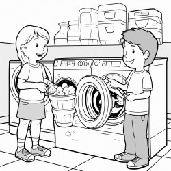 kids laundromat coloring page