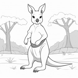 kangaroo wearing a black belt in the forest