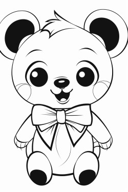 panda with a bow  a cute panda with a big cheerful bow on its head