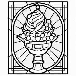 an ice cream sundae in a stained glass style