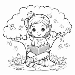 girl sitting in a tree and reading a book