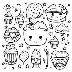 a cute elegant doodles coloring book vector white background black and white black drawing