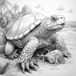 realistic hermit crab with a coconut as a shell