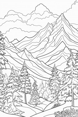 mountain scene with trees