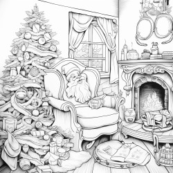 cozy cute christmas coloring book page no color bold and black lines