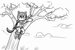 a superhero saving a cat from tree