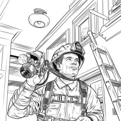 firefighter checking smoke detector