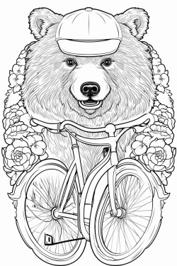 bear drives bycicle