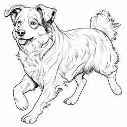 australian shepherd like dog that is walking on 2 paws and holds hands with a golden retirever
