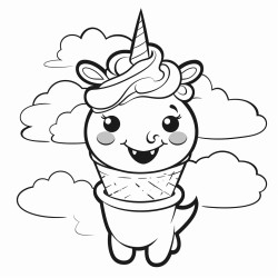 happy unicorn with ice cream
