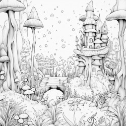 whimsical forest with crystals