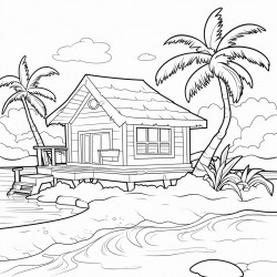 a tropical island with a luxurious cabana