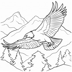 a vulture flying over a forest