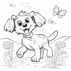 a playful puppy chasing butterflies