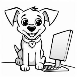 dog using a computer