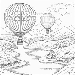balloon with shallow ornaments over the river
