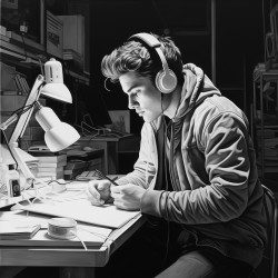 student on telephone