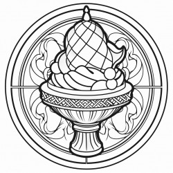 an ice cream sundae in a stained glass style