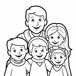 generate a bold and thick outline coloring page image of a family celebrating christmas keep it simple with clear complete lines