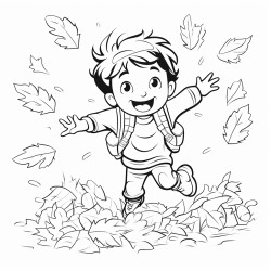 jumping into a leaf pile a joyful character jumping into a big pile of colorful leaves with leaves flying everywhere