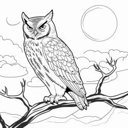 great horned owl gliding in front of the moon